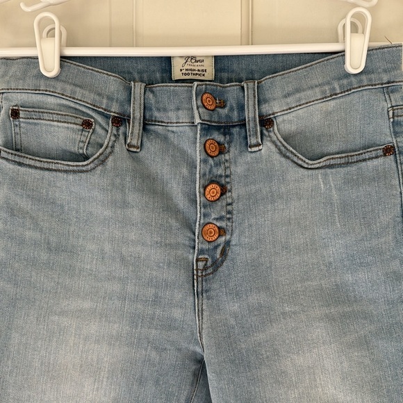NWOT J.CREW jeans size 29 blue 9” high-rise toothpick denim button fly - Picture 6 of 8